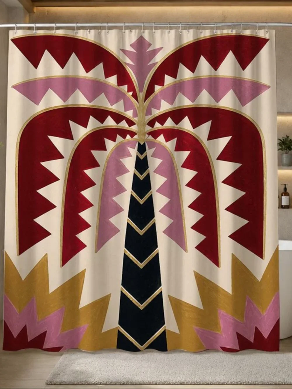 Brand New - Art Deco Palm Tree Shower Curtain